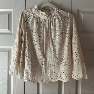 Cream Eyelet Lace Blouse